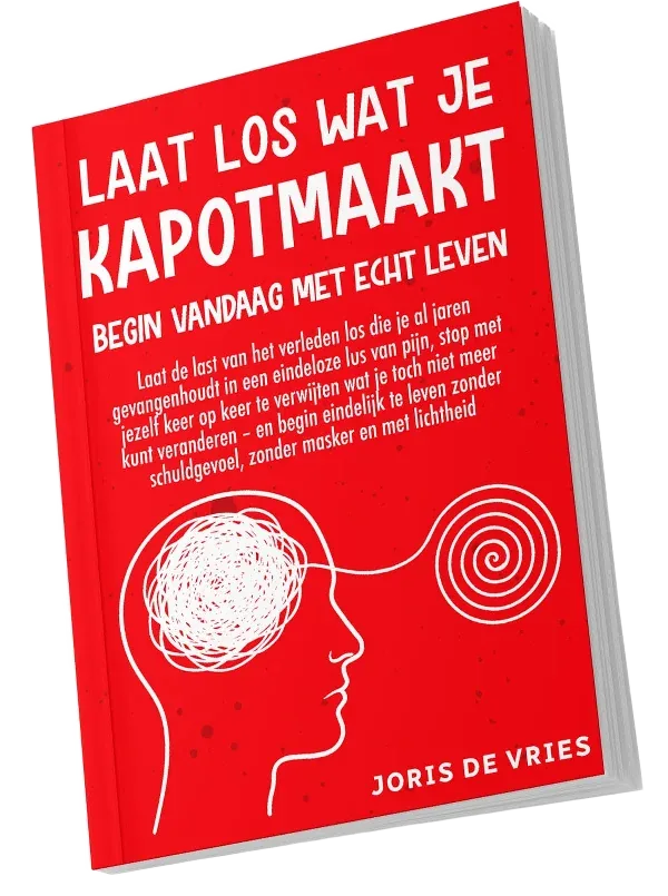 Het boek Laat los wat je kapotmaakt van Joris de Vries, met een rode omslag